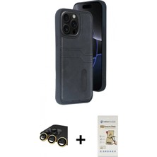 İlk El Grup Ieg™ iPhone 14 Pro Max Yörünge Işık Serisi - Siyah Mat Seramik Nano Ekran Koruyucu + Gold Raze Metal Kamera Lens