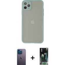 İlk El Grup Ieg™ iPhone 12 Pro Ahenk Çizgi Serisi - Siyah 360 Mat Full Body Arka Koruyucu + Mavi Neon Fosforlu Kamera Lens