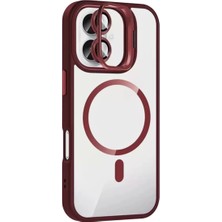 Senka Joko Iphone 17 Remim Lensli Magsafe Standlı Kapak - Bordo