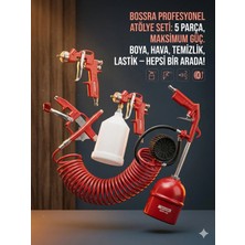 Bossra 5'li Havalı Alet Seti Boya Tabancası Mazotlama Hava Üfleme Lastik Şişirme Spiral Hortum