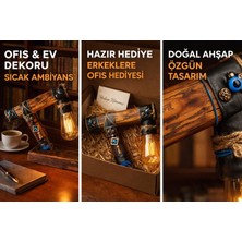Yediotuz Digital Pazarlama El Yapımı Endüstriyel Ahşap Masa Lambası – Vintage Rustik Dekoratif Aydınlatma