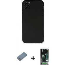 İlk El Grup Ieg™ iPhone 11 Pro Max Ahenk Serisi - Siyah 360 Mat Full Body Arka Koruyucu + Gökkuşağı Shine Kamera Lens Koruma Cam
