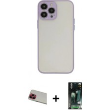 İlk El Grup Ieg™ iPhone 13 Pro Max Ahenk Çizgi Serisi - Şeffaf 360 Full Body Arka Koruyucu + Kırmızı Rainbow Kamera Lens Koruma Cam