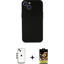 İlk El Grup Ieg™ iPhone 14 Yadigar Yansıma Serisi - Siyah Buffer Cam Ekran Koruyucu + Gökkuşağı Shine Kamera Lens