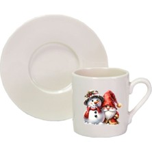 Hediyenza Sevimli Gnome ve Kardan Adam Snowman Özel Tasarım 1 Adet Türk Kahve Fincanı