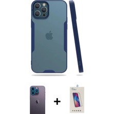 İlk El Grup Ieg™ iPhone 12 Pro Max Atlas Asil Serisi - Siyah Joko 5d Cam + Mavi Neon Fosforlu Kamera Lens
