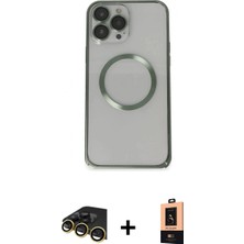 İlk El Grup Ieg™ iPhone 13 Pro Max Ahenk Işık Serisi - Şeffaf Maxco Cam Ekran Koruyucu + Gold Raze Metal Kamera Lens