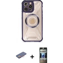 İlk El Grup Ieg™ iPhone 12 Pro Kutup Modern - Siyah 34D Hayalet Izgaralı Cam + Pembe Renkli Kamera Lens Koruma Cam