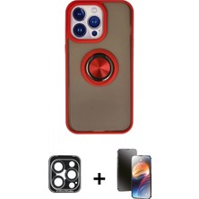 İlk El Grup Ieg™ iPhone 15 Pro Max Yörünge Çizgi - Siyah 3D Antistatik Mat Seramik Nano Ekran Koruyucu + Lacivert Pvd Metal Kamera Lens