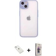 İlk El Grup Ieg™ iPhone 14 Ahenk Çizgi Serisi - Siyah Bilvis 3D Cam Ekran Koruyucu + Sierra Blue Diamond Kamera Lens