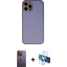 İlk El Grup Ieg™ iPhone 12 Pro Max Yadigar Klasik - Siyah 3D Antistatik Cam Ekran Koruyucu + Sarı Neon Fosforlu Kamera Lens