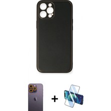 İlk El Grup Ieg™ iPhone 12 Pro Max Yadigar Klasik - Siyah 3D Antistatik Cam Ekran Koruyucu + Sarı Neon Fosforlu Kamera Lens