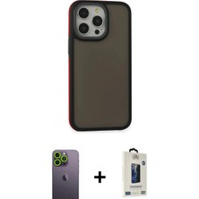 İlk El Grup Ieg™ iPhone 13 Pro Max Eksen Işık - Siyah Bilvis Hayalet Cam Ekran Koruyucu + Yeşil Neon Fosforlu Kamera Lens