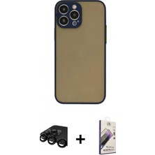 İlk El Grup Ieg™ iPhone 15 Pro Max Ahenk Çizgi Serisi - Siyah Bilvis 3D Mat Cam Ekran Koruyucu + Siyah Raze Metal Kamera Lens