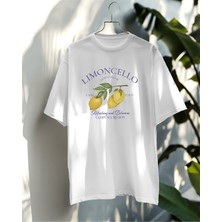 Hediyenza Limon, Limoncello Baskılı Oversize T-Shirt Unisex %100 Pamuk