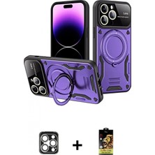 İlk El Grup Ieg™ iPhone 16 Pro Max Kıvılcım Modern Serisi - Siyah Buffer Cam Ekran Koruyucu + Gümüş Pvd Metal Kamera Lens