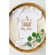 Hediyenza Bebek Beyaz My Father My Hero Baskılı Body & Zıbın