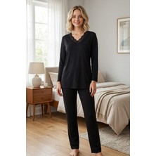 Mecit Pijama Mecit 6351 Siyah Kadın Pijama Takımı