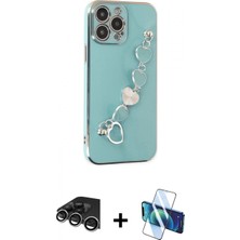 İlk El Grup Ieg™ iPhone 14 Pro Max Nova Işık Prime - Siyah 3D Antistatik Cam Ekran Koruyucu + Gümüş Raze Metal Kamera Lens