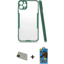 İlk El Grup Ieg™ iPhone 11 Pro Max Atlas Asil Serisi - Siyah 18D Cam Ekran Koruyucu + Yeşil Rainbow Kamera Lens Koruma Cam