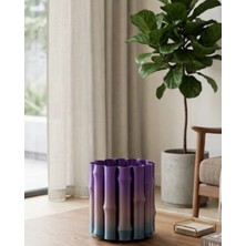 Kaia Life Modern Dekoratif Vazo Mor Gri Geçişli Şık Tasarım Masa Üstü Kullanım