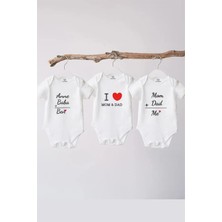Hediyenza 3’lü Mom And Dad Set %100 Pamuklu Bebek Body Zıbın Seti