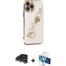 İlk El Grup Ieg™ iPhone 14 Pro Max Nova Işık Prime - Siyah 3D Antistatik Cam Ekran Koruyucu + Gümüş Raze Metal Kamera Lens