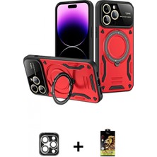 İlk El Grup Ieg™ iPhone 16 Pro Max Kıvılcım Modern Serisi - Siyah Buffer Cam Ekran Koruyucu + Gümüş Pvd Metal Kamera Lens