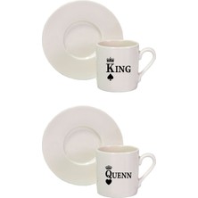 Hediyenza King Quenn Çift Tasarım Sevgililer Günü Hediye Türk Kahve Fincanı 2’li