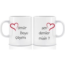 Hediyenza Bir Ömür Boyu Çayımı Sen Demler Misin Tasarım Çift Kupa Bardak
