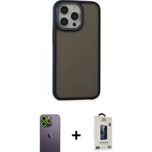 İlk El Grup Ieg™ iPhone 13 Pro Max Eksen Işık - Siyah Bilvis Hayalet Cam Ekran Koruyucu + Yeşil Neon Fosforlu Kamera Lens