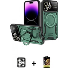 İlk El Grup Ieg™ iPhone 16 Pro Max Kıvılcım Modern Serisi - Siyah Buffer Cam Ekran Koruyucu + Gümüş Pvd Metal Kamera Lens