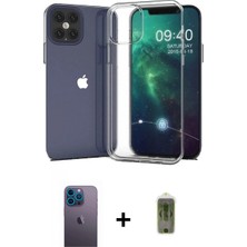 İlk El Grup Ieg™ iPhone 12 Pro Max Zirve Doku - Siyah Joko Magic 5d Hayalet Cam + Mavi Neon Fosforlu Kamera Lens