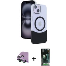İlk El Grup Ieg™ iPhone 15 Kozmos Form Özel Seri - Siyah 360 Mat Full Body Arka Koruyucu + Yeşil Raze Metal Kamera Lens