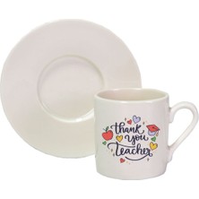 Hediyenza Thank You Teacher Öğretmenler Günü Özel Baskılı Beyaz Türk Kahvesi Fincanı