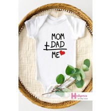 Hediyenza Mom & Dad + Me Baskılı Yarım Kollu Bebek Body & Zıbın