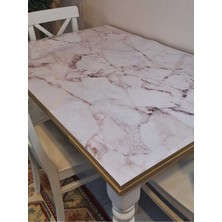 Başak Ev Tekstili Kalın Pvc Masa Koruyucu – 1.2 mm Mika Örtü, 70 ve 80 cm En, Mermer Desen