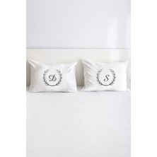 Hediyenza Çift Kişilik Harfli Dekoratif Yastık Kılıfı 50X70 cm - Beyaz