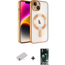 İlk El Grup Ieg™ iPhone 13 Nova Işık Özel Seri - Şeffaf 360 Full Body Arka Koruyucu + Sarı Renkli Kamera Lens Koruma Cam