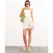 Lc Waikiki Yeni Sezon Kadın Beli Lastikli Rahat Kalıp Düz Şort