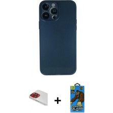 İlk El Grup Ieg™ iPhone 13 Pro Max Yadigar Yansıma Serisi - Siyah 18D Cam Ekran Koruyucu + Kırmızı Pers Alüminyum Kamera Lens