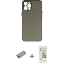 İlk El Grup Ieg™ iPhone 12 Pro Max Yadigar Yansıma Serisi - Siyah Mat Seramik Nano Ekran Koruyucu + Sierra Blue Shine Kamera Lens Koruma Cam