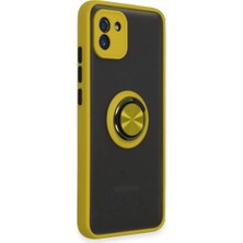 Colezium Galaxy A03 Kılıf Montreal Yüzüklü  Kapak - Sarı