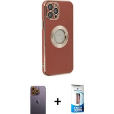 İlk El Grup Ieg™ iPhone 12 Pro Max Iz Form Serisi - Siyah 5d Eko Cam Ekran Koruyucu + Sarı Neon Fosforlu Kamera Lens