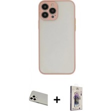 İlk El Grup Ieg™ iPhone 13 Pro Max Ahenk Çizgi Serisi - Siyah Bilvis 3D Cam Ekran Koruyucu + Beyaz Rainbow Kamera Lens Koruma Cam