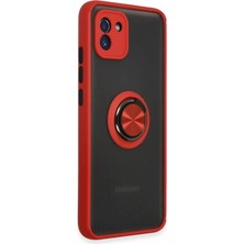 Colezium Galaxy A03 Kılıf Montreal Yüzüklü  Kapak - Kırmızı