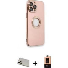 İlk El Grup Ieg™ iPhone 13 Pro Max Iz Form Serisi - Şeffaf Maxco Cam Ekran Koruyucu + Rose Gold Rainbow Kamera Lens Koruma Cam