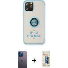 İlk El Grup Ieg™ iPhone 12 Pro Max Yörünge Çizgi - Siyah 6d Mat Seramik Hayalet Nano Ekran Koruyucu + Mavi Neon Fosforlu Kamera Lens