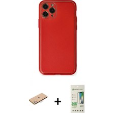 İlk El Grup Ieg™ iPhone 11 Pro Max Yadigar Klasik - Siyah 20D Premium Cam Ekran Koruyucu + Pembe Renkli Kamera Lens Koruma Cam