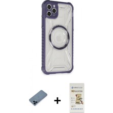 İlk El Grup Ieg™ iPhone 11 Pro Max Kutup Modern - Siyah Mat Seramik Nano Ekran Koruyucu + Mavi Metal Kamera Lens Koruma Cam